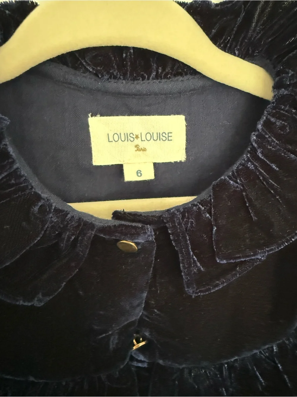 Louise Louise Girls' Navy Velvet Ruffle Button-Down Shirt